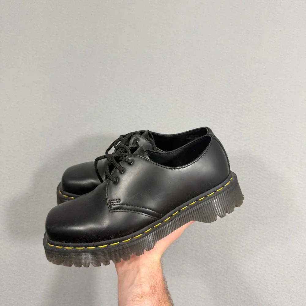 Dr. Martens Oxford Mens 7 Womens 8.5 Black 1461 Bex Squared Leather Platform Lug